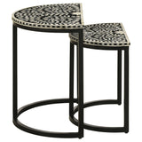 2 Pc Nesting Table - Zakiya 2-piece Demilune Nesting Table Black and White