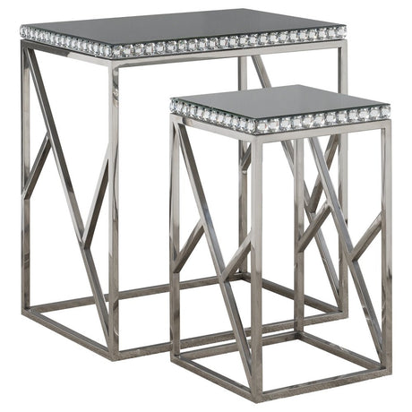 2 Pc Nesting Table - Betsy 2-piece Mirror Top Nesting Tables Silver