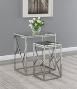 2 Pc Nesting Table - Betsy 2-piece Mirror Top Nesting Tables Silver