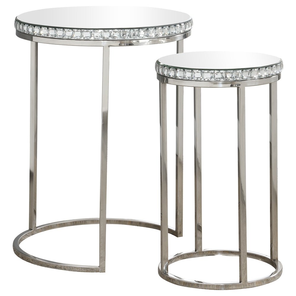 2 Pc Nesting Table - Addison 2-piece Round Nesting Table Silver
