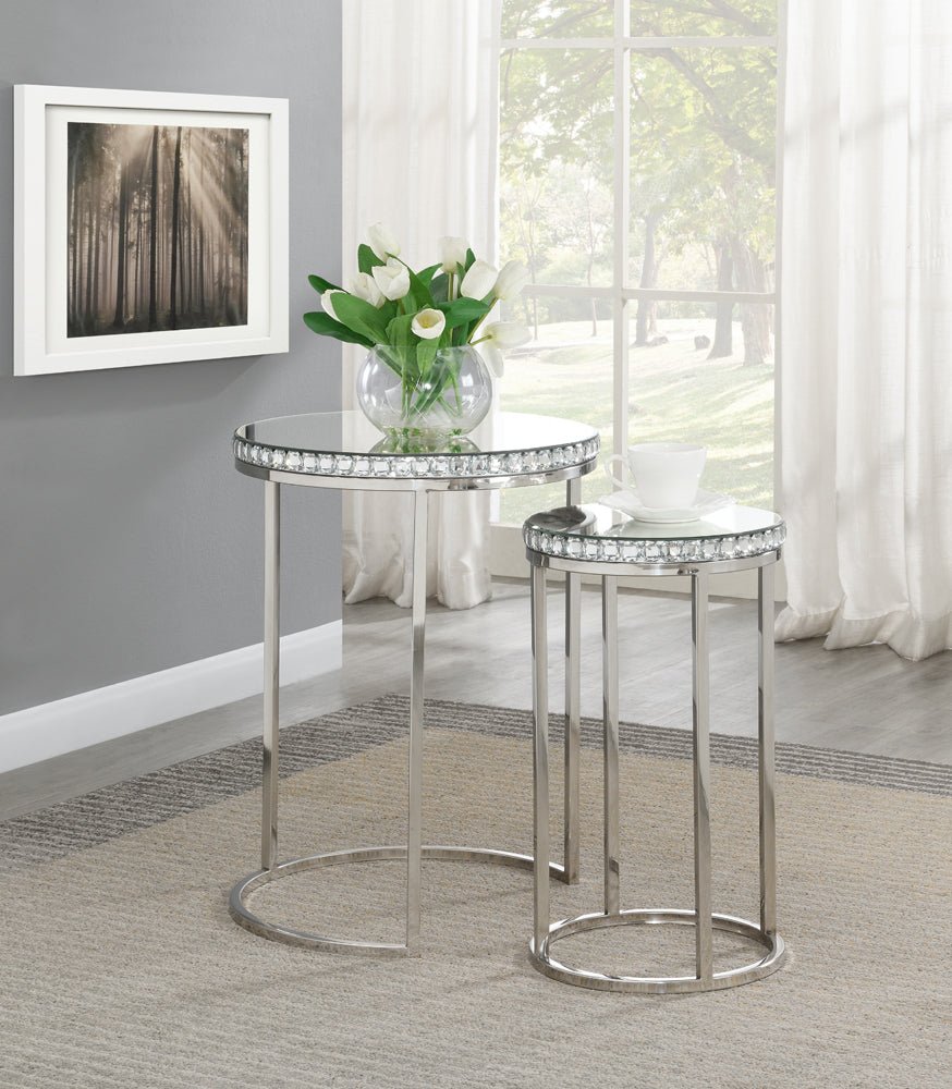 2 Pc Nesting Table - Addison 2-piece Round Nesting Table Silver