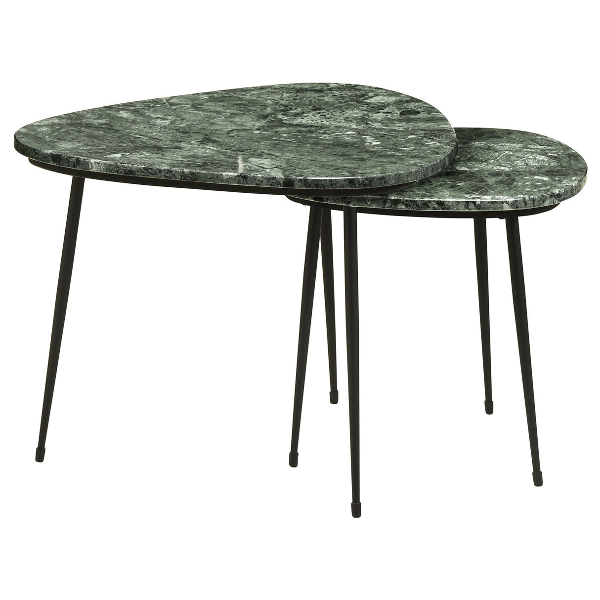 2 Pc Nesting Table - Tobias 2-piece Triangular Marble Top Nesting Table Green and Black