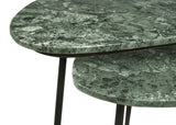 2 Pc Nesting Table - Tobias 2-piece Triangular Marble Top Nesting Table Green and Black