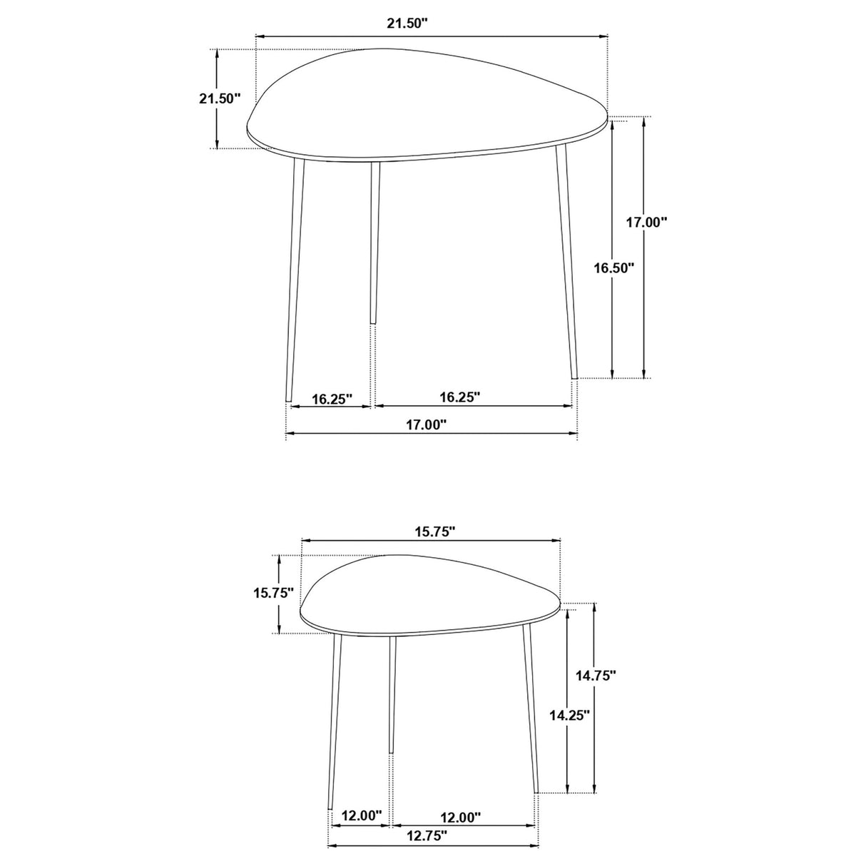 2 Pc Nesting Table - Tobias 2-piece Triangular Marble Top Nesting Table Green and Black