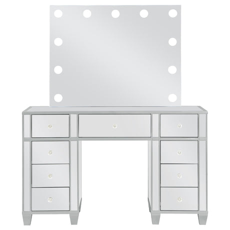 Allora 9 - drawer Mirrored Storage Vanity Set with Hollywood Lighting Metallic | Coaster - 930242 - Home Elegance USA - 4