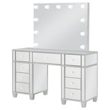 Allora 9 - drawer Mirrored Storage Vanity Set with Hollywood Lighting Metallic | Coaster | Home Elegance USA