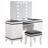 Vanity Set - Talei 6-drawer Vanity Set with Hollywood Lighting Black and White