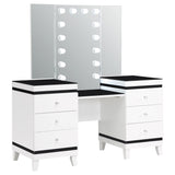 Vanity Set - Talei 6-drawer Vanity Set with Hollywood Lighting Black and White