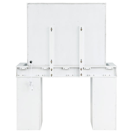 Vanity Set - Regina 3-piece Makeup Vanity Table Set Hollywood Lighting White and Mirror