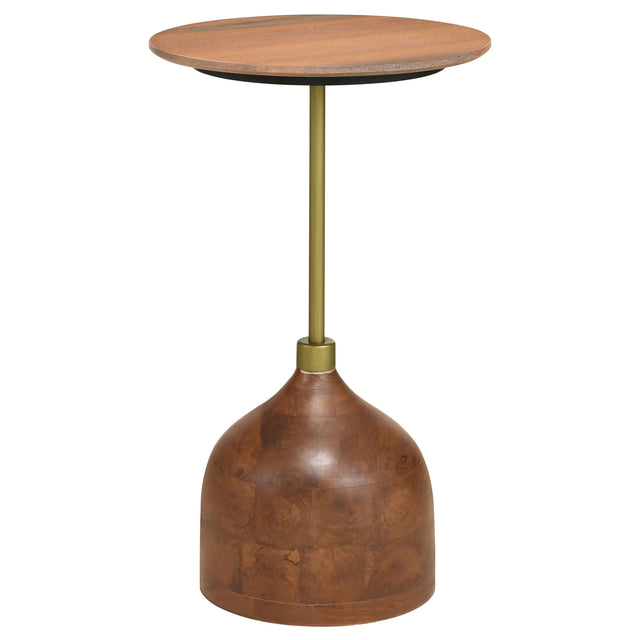 Side Table - Colima Round Wood Top Side Table Peach