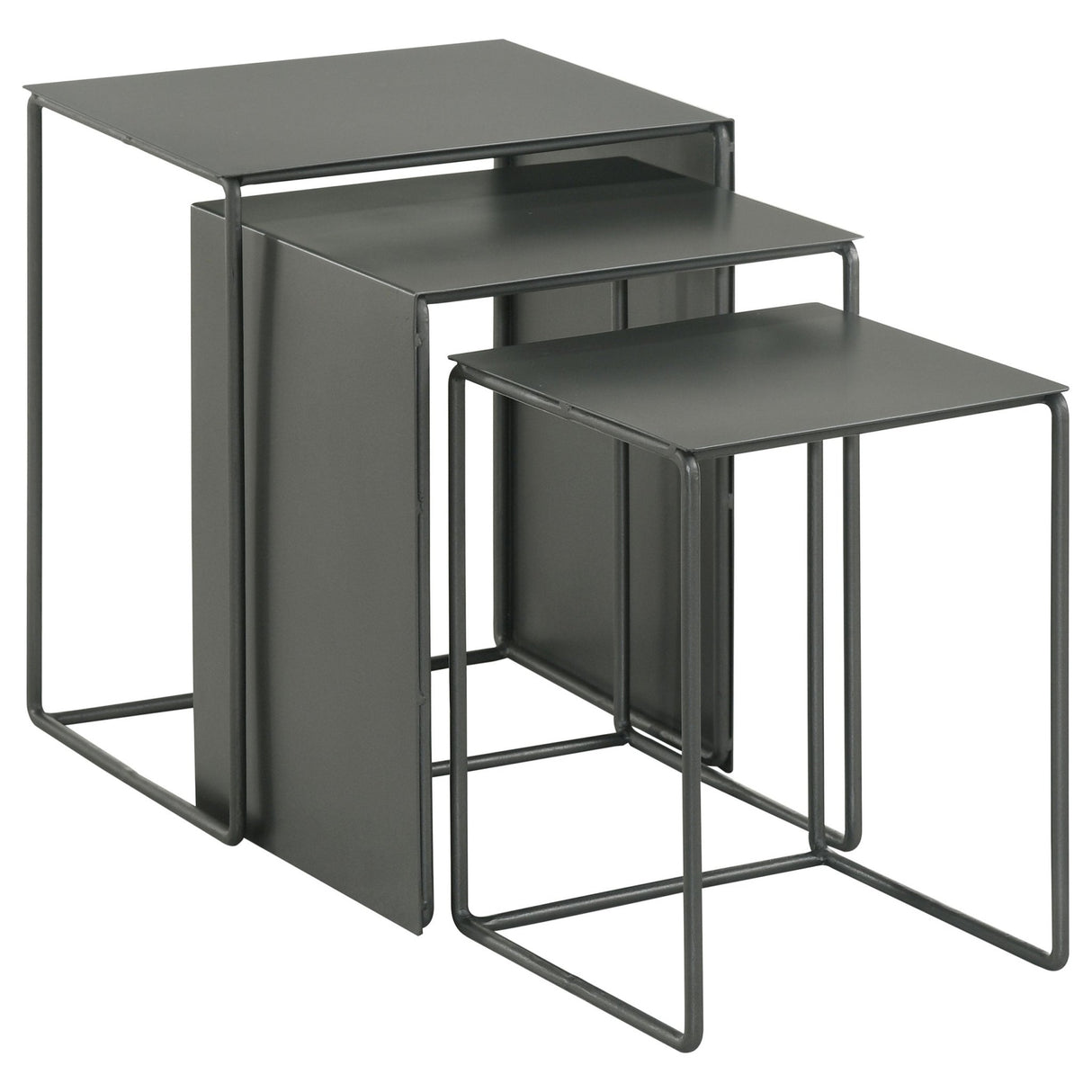 3 Pc Nesting Table - Imez 3-piece Rectangular Metal Nesting Table Grey