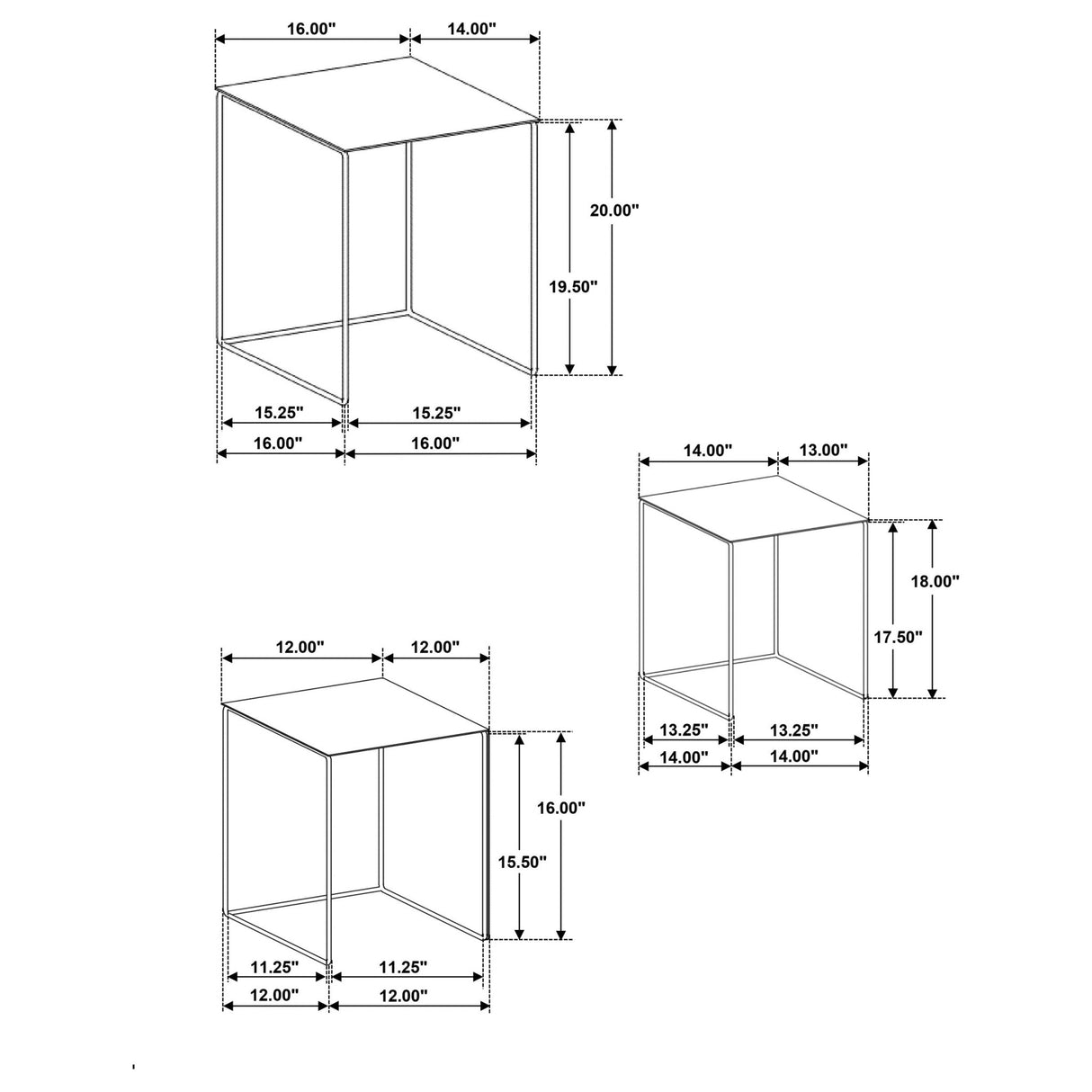 3 Pc Nesting Table - Imez 3-piece Rectangular Metal Nesting Table Grey