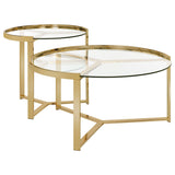 Delia 2 - piece Round Nesting Table Clear and Gold - 930251 - image - 1