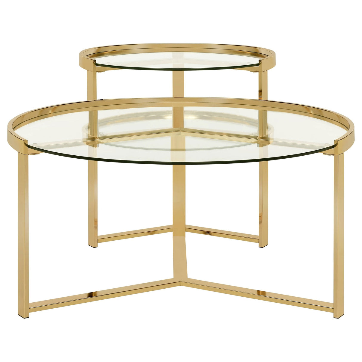 Delia 2 - piece Round Nesting Table Clear and Gold - 930251 - image - 3