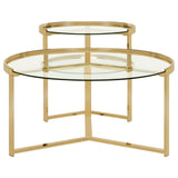 Delia 2 - piece Round Nesting Table Clear and Gold | Coaster | Home Elegance USA