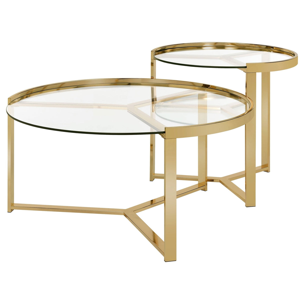 Delia 2 - piece Round Nesting Table Clear and Gold - 930251 - image - 4