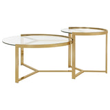 Delia 2 - piece Round Nesting Table Clear and Gold - 930251 - image - 5