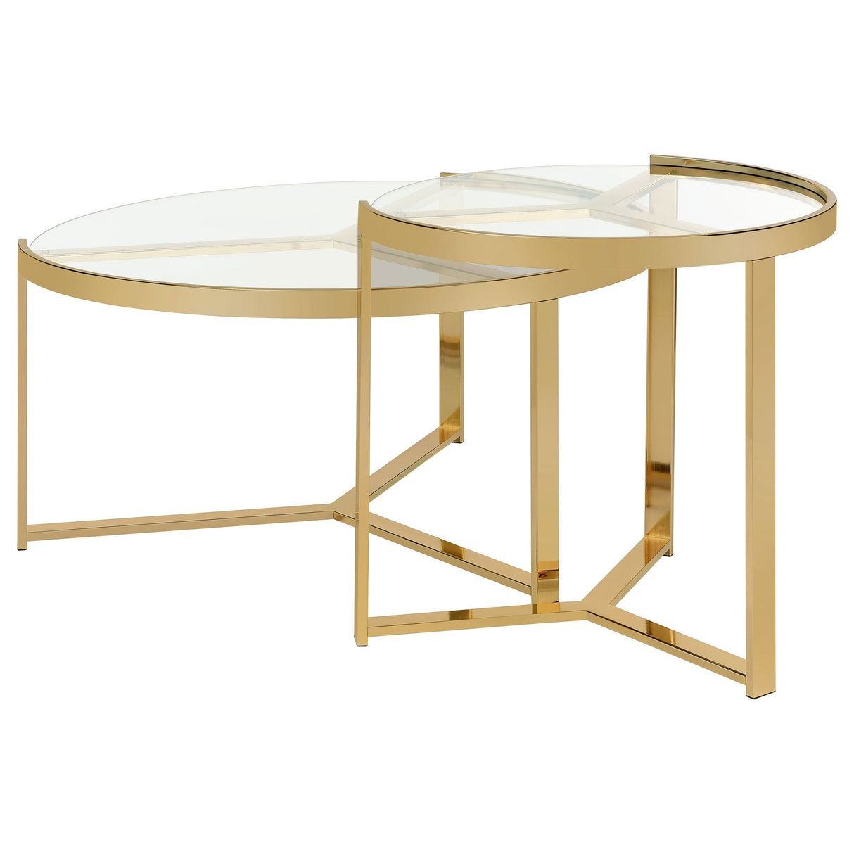 Delia 2 - piece Round Nesting Table Clear and Gold | Coaster | Home Elegance USA