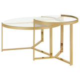 Delia 2 - piece Round Nesting Table Clear and Gold - 930251 - image - 6