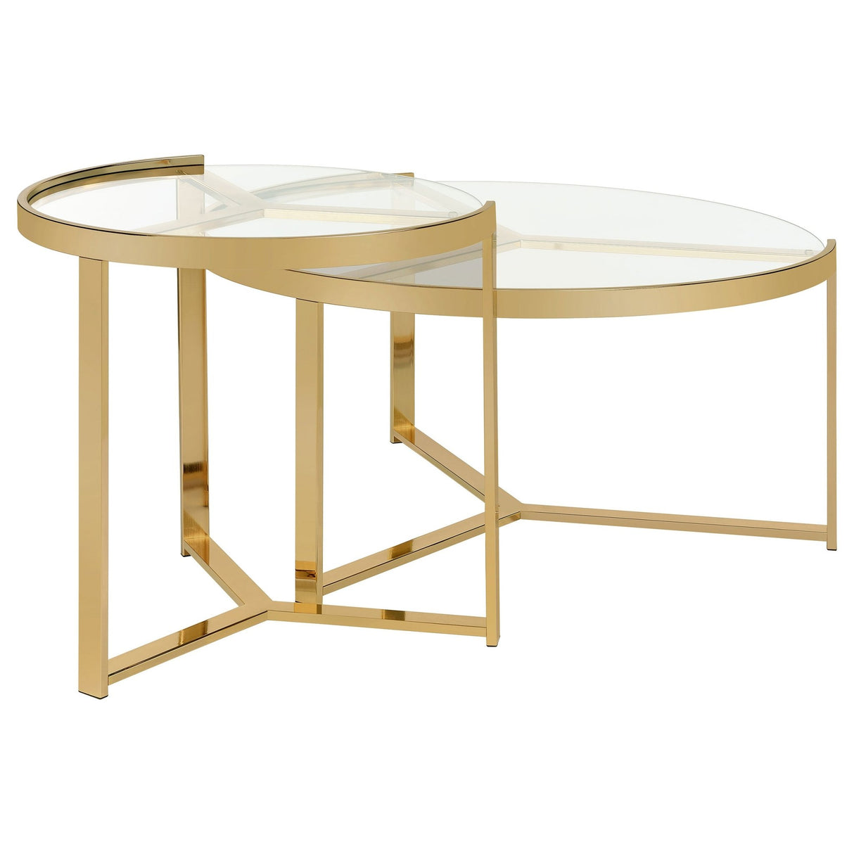 Delia 2 - piece Round Nesting Table Clear and Gold - 930251 - image - 7