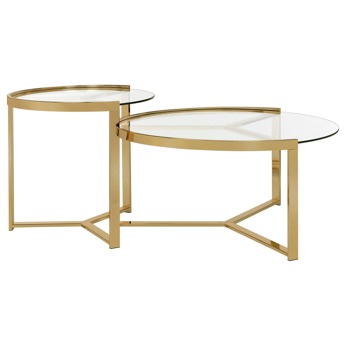 Delia 2 - piece Round Nesting Table Clear and Gold | Coaster | Home Elegance USA