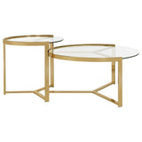 Delia 2 - piece Round Nesting Table Clear and Gold - 930251 - image - 8