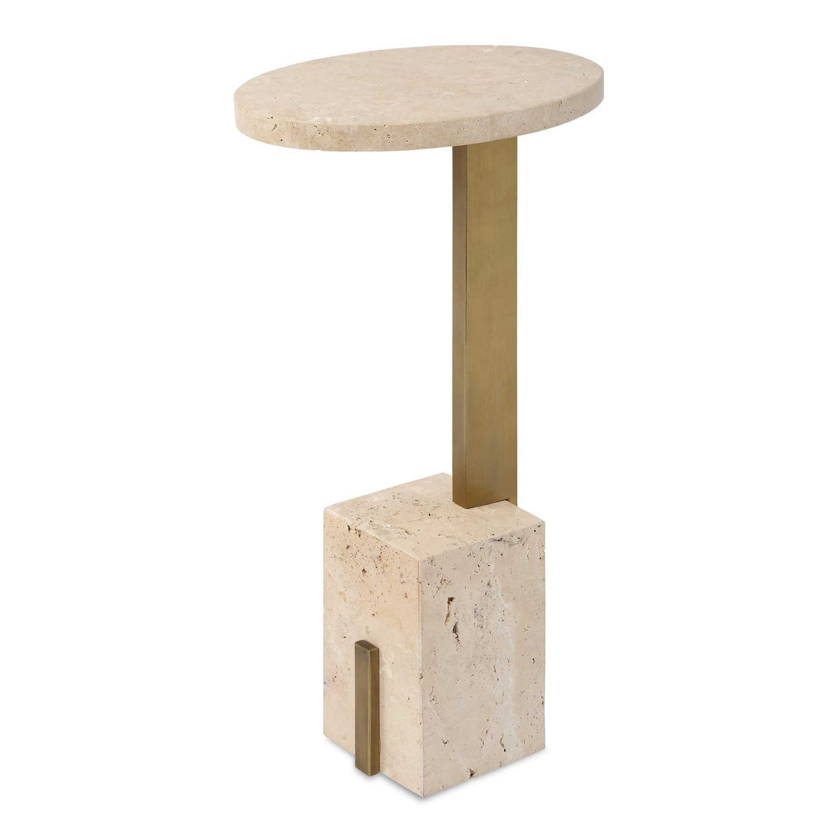 Feranno Travertine Accent Table Brass - Gold by Uttermost - View 1