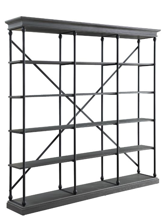 Acme - Rukia 84" Bookshelf 93038 Gray & Black Finish