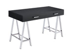 Acme - Coleen Writing Desk W/USB 93045 Black High Gloss & Chrome Finish