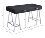 Acme - Coleen Writing Desk W/USB 93045 Black High Gloss & Chrome Finish