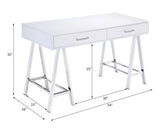 Acme - Coleen Writing Desk W/USB 93047 White High Gloss & Chrome Finish