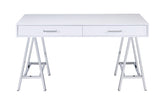 Acme - Coleen Writing Desk W/USB 93047 White High Gloss & Chrome Finish