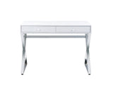 Acme - Coleen Writing Desk W/USB 93060 White & Chrome Finish