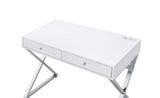 Acme - Coleen Writing Desk W/USB 93060 White & Chrome Finish