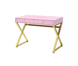 Acme - Coleen Writing Desk W/USB 93062 Pink & Gold Finish