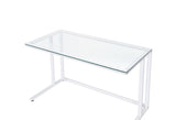 Acme - Tyrese Writing Desk 93098 Clear Glass Top& White Finish