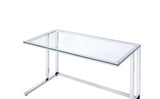 Acme - Tyrese Writing Desk 93100 Clear Glass Top & Chrome Finish