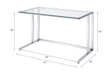 Acme - Tyrese Writing Desk 93100 Clear Glass Top & Chrome Finish