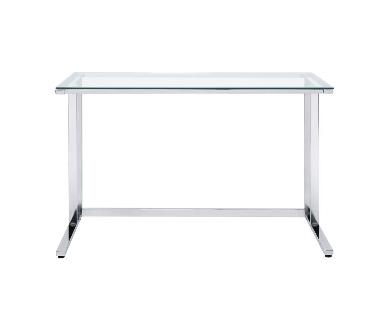 Acme - Tyrese Writing Desk 93100 Clear Glass Top & Chrome Finish