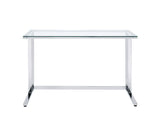 Acme - Tyrese Writing Desk 93100 Clear Glass Top & Chrome Finish