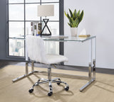 Acme - Tyrese Writing Desk 93100 Clear Glass Top & Chrome Finish