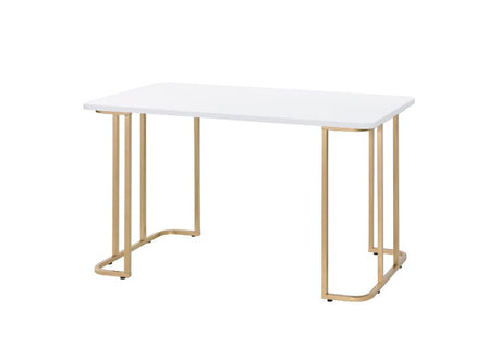 Acme - Estie Writing Desk(Same Ac00902) 93102 White & Gold Finish