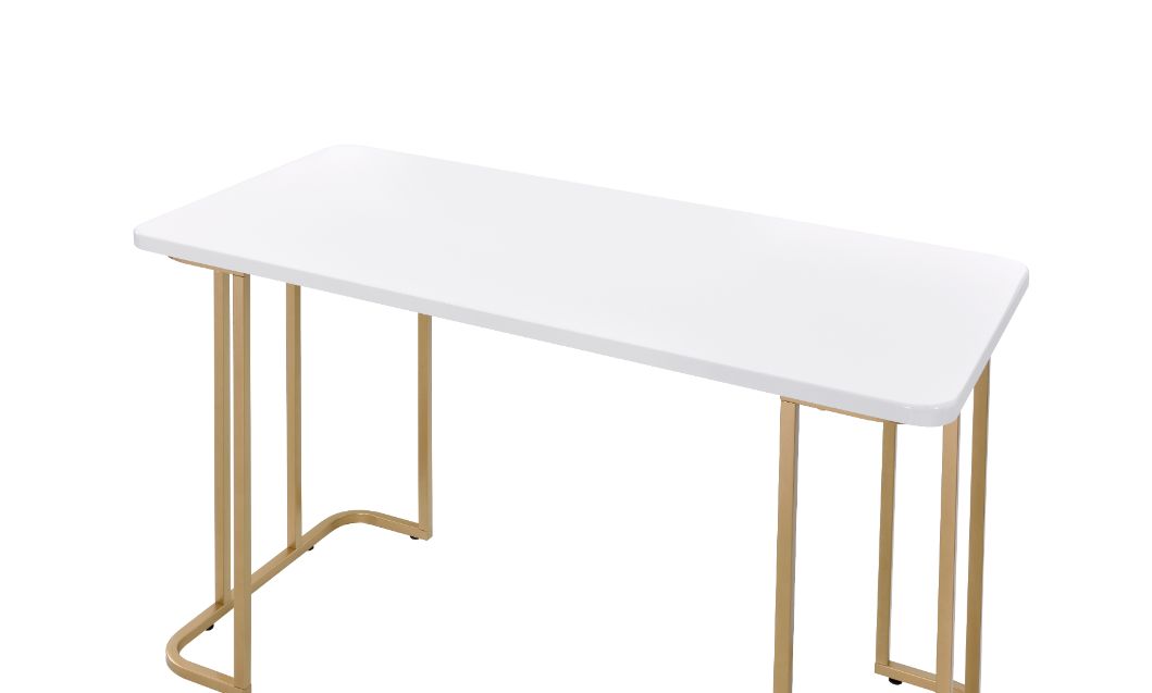 Acme - Estie Writing Desk(Same Ac00902) 93102 White & Gold Finish