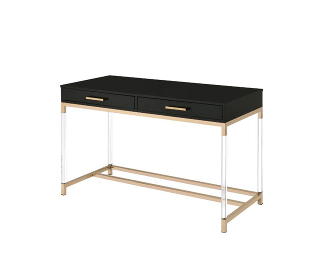 Adiel Writing Desk W/USB 93104 Black & Gold Finish | Acme - 93104 - Home Elegance USA - 1