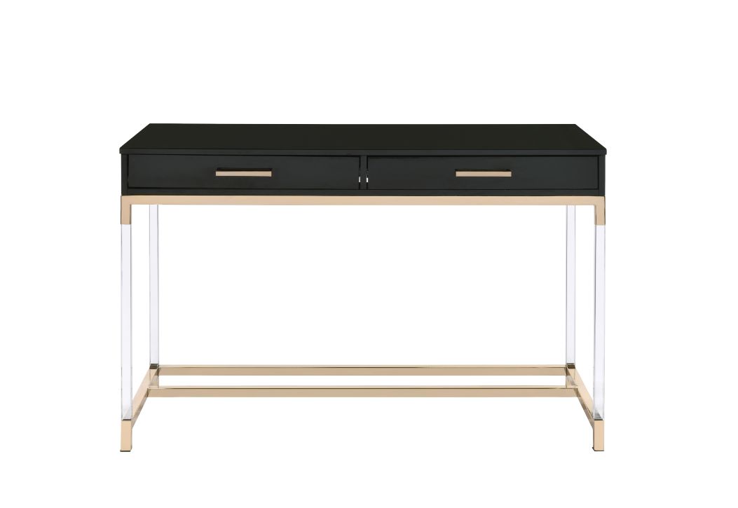 Adiel Writing Desk W/USB 93104 Black & Gold Finish | Acme - 93104 - Home Elegance USA - 6