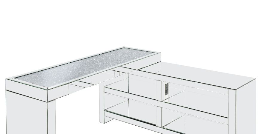 Acme - Noralie Writing Desk W/USB 93110 Mirrored & Faux Diamonds