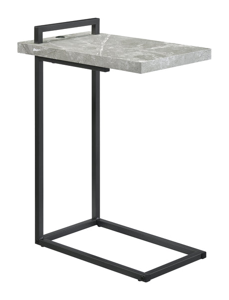 Side Table - Maxwell C-shaped Accent Table Cement and Gunmetal