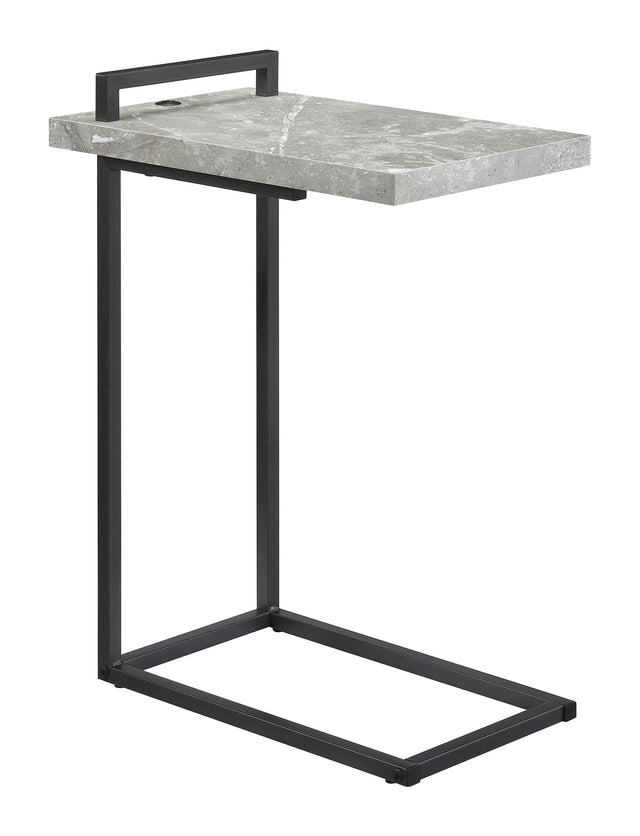 Side Table - Maxwell C-shaped Accent Table Cement and Gunmetal