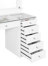 Acena 7 - drawer Glass Top Vanity Desk with Lighting White | Coaster | Home Elegance USA