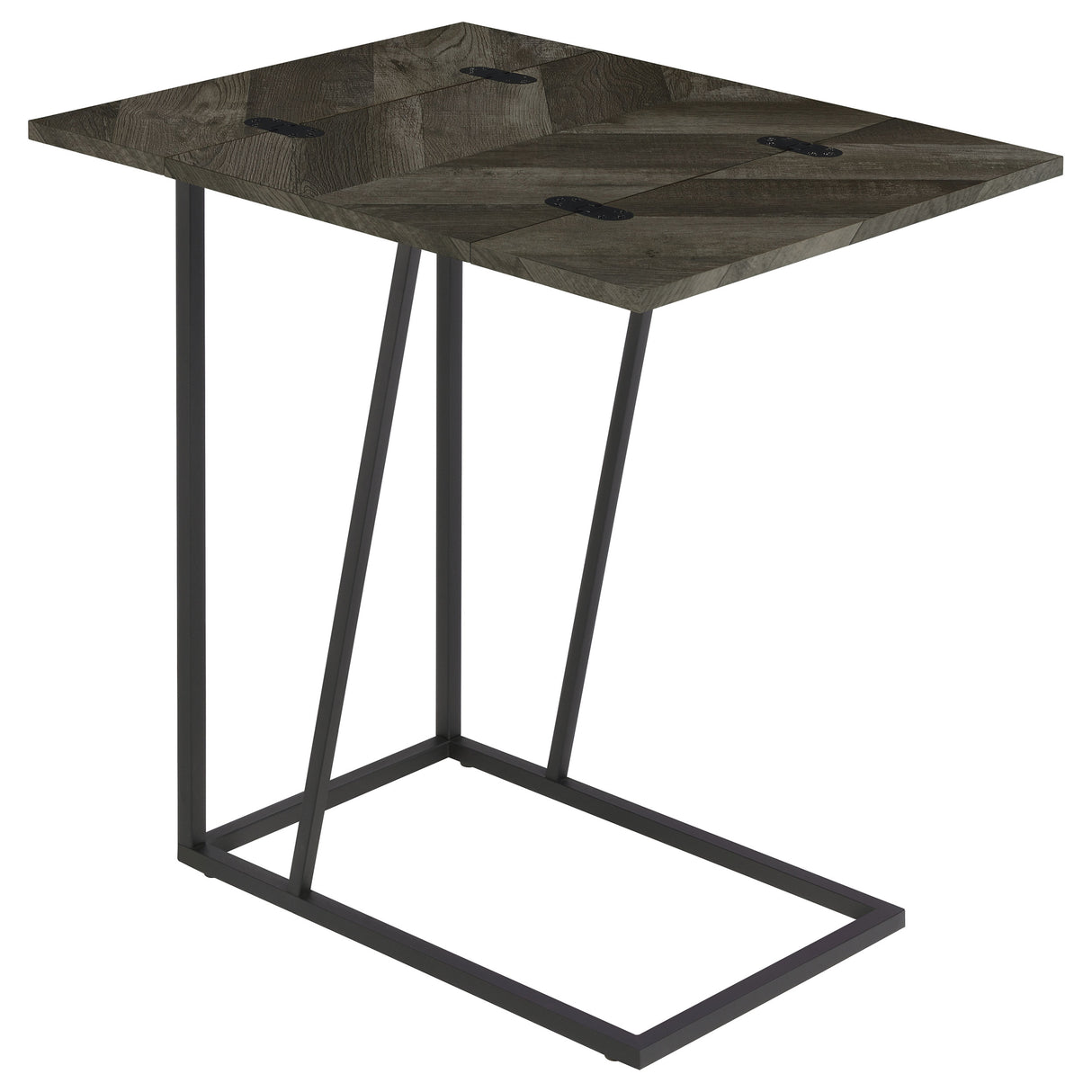 Side Table - Carly Expandable Chevron Rectangular Accent Table Grey